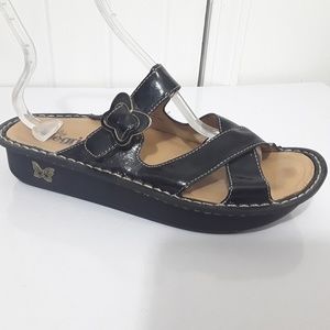 Alegria Black Patent Leather Slides Sandals Sz 12